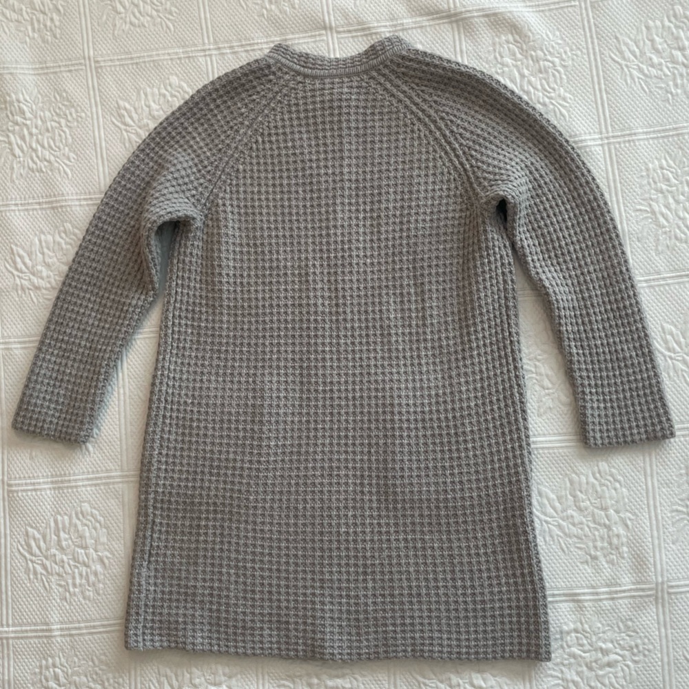 Madewell Waffle Stitch Long Sweater Cardigan Coat Pockets Gray/Silver Wool Blend - Picture 9 of 16